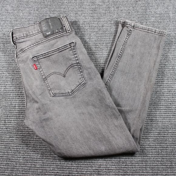 Levi’s 510 Jeans Mens 33x28 Gray Skinny Hemmed 28 Inseam Stretch - Picture 1 of 10